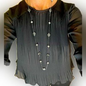 Express sheer long sleeve, crew neck flowing layered pleated swing top size XS